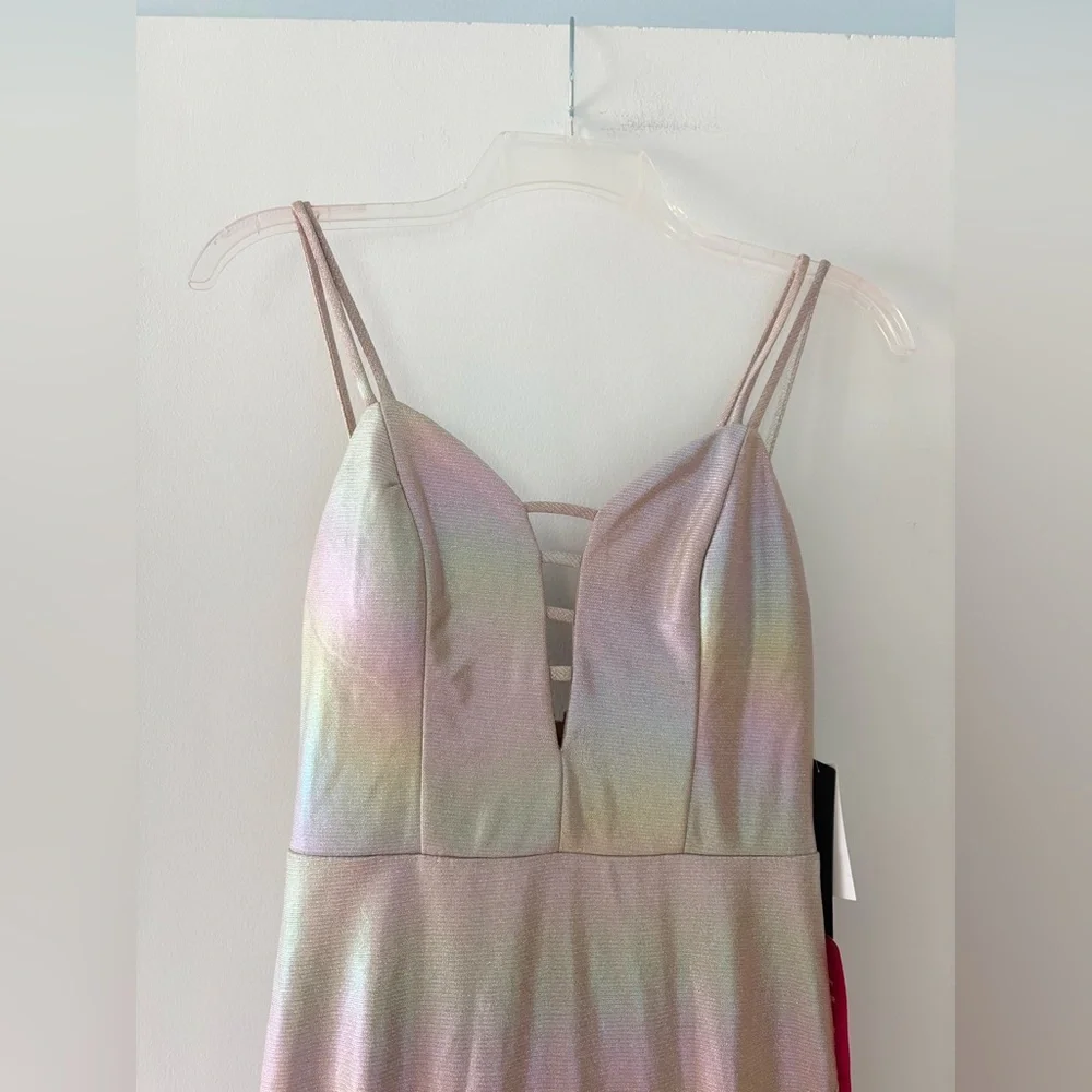 Nwt! City Vibe iridescent rainbow pearl prom dress gown 3 - Picture 4 of 8